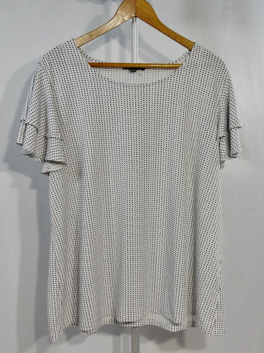 Adrianna Papell Sz 2X Blouse White & Black Spots AD1S300559W Womens